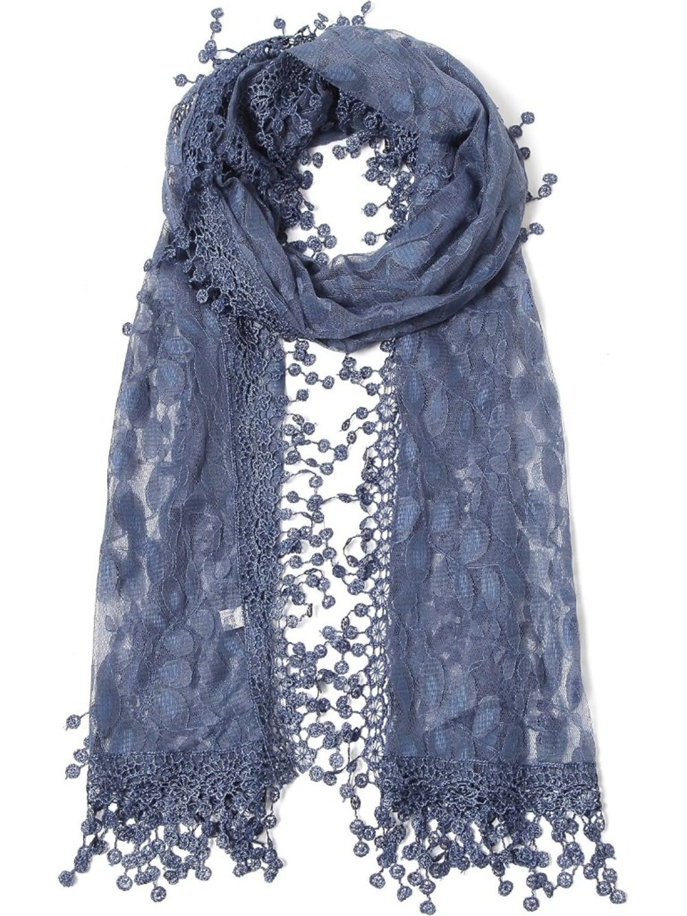 Lightweight Soft Leaf Lace Fringe Scarf Bridal Shawl for Women